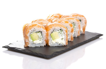 Sushi roll isolated on white background
