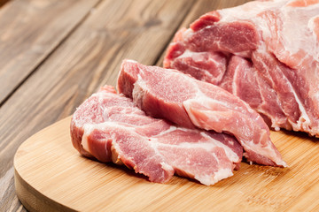 Raw pork on cutting board