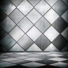 interior of metal grid background
