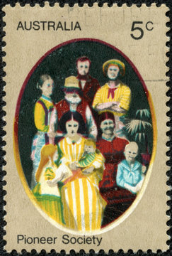 stamp from Australia illustrating Pioneer life in Australia