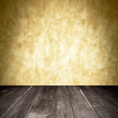 wooden and orange wall blur background