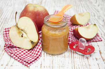 Apples puree in jar