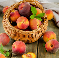 fresh peaches in basket