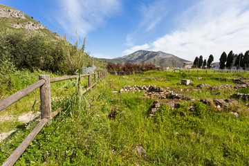 Fototapeta na wymiar appia way,remains of Roman houses