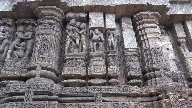 ancient erotic sacred art sculptures on Konark sun temple