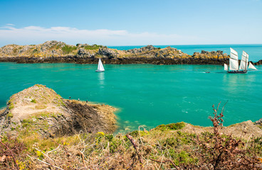 Beautiful coast of Brittany, France. Bretagne ocean between Canc