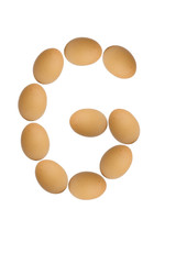 Alphabets  A to Z from brown eggs alphabet isolated on white bac