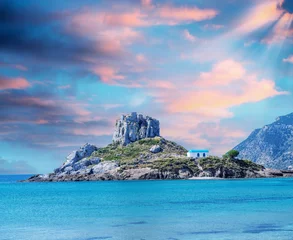 Foto auf gebürstetem Alu-Dibond Insel Blick auf die kleine Insel Kastri in der Nähe der Stadt Kefalos, Insel Kos (Gr