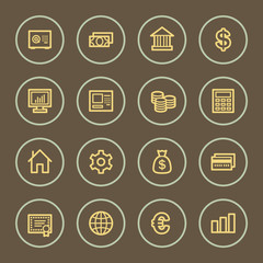 Money web icons set, coffee series