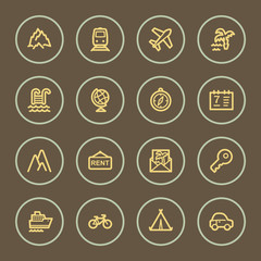 Travel web icons set, coffee series