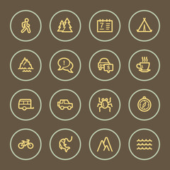 Travel web icons set, coffee series