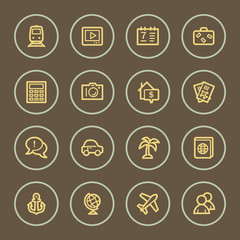 Fototapeta premium Travel web icons set, coffee series