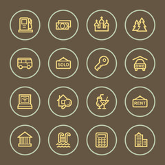 Fototapeta premium Travel web icons set, coffee series