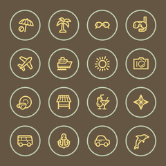 Vacation web icons set, coffee series