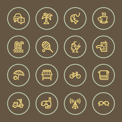 Vacation web icons set, coffee series