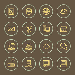 Cloud computing web icons set, coffee series