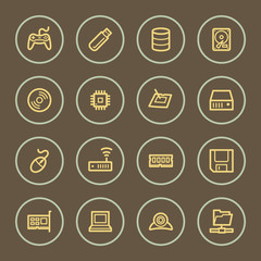 Computers web icons set, coffee series