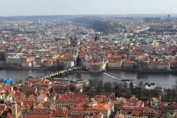 Fototapeta na wymiar Skyline of Prague from Petrin hill
