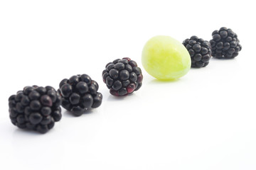 Blackberries and Grape in a Row