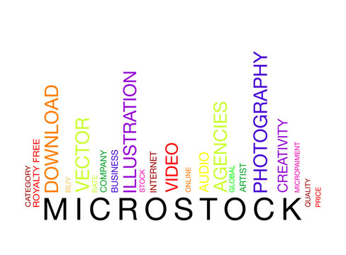 MICROSTOCK  word concept in barcode with supporting words