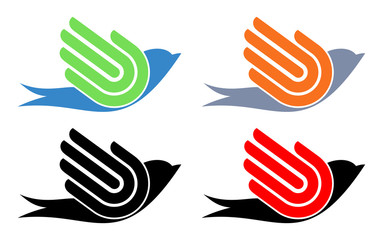 Bird with hand, freedom sign, vector,