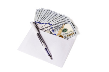 Envelope with a Money and pen
