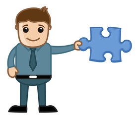 Man Holding Jigsaw Puzzle Piece