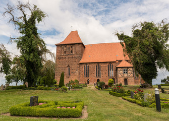 Naklejka premium Typical Brick Gothic Church in Mecklenburg-Western Pomerania clo