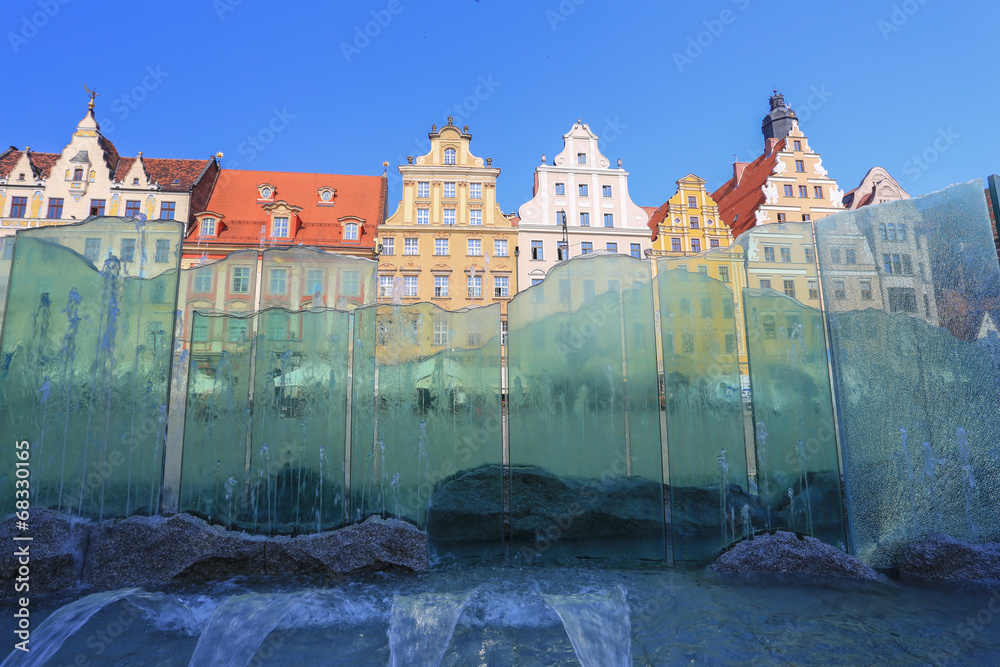 Wall mural wrocław-fountain-the old town