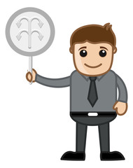 Man Showing Arrows Sign