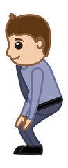 Cartoon Man Bending on His Knee