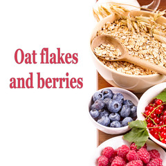 Oat flakes cereal at right side