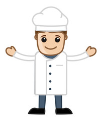 Cartoon Chef Man Raising Hands