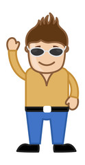 Cartoon Cool Modern Man Saying Hello