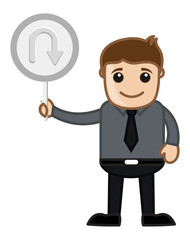 U Turn Sign Vector