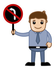 Man Showing - No Turn Sign Vector
