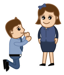 Man Proposing a Lady - Vector Illustration