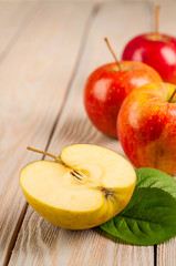 apple on gray old wooden table