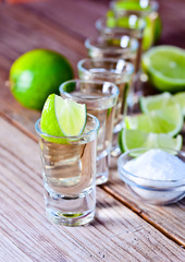gold tequila with salt and lime