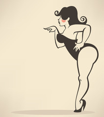 plus size pinup girl on beige background