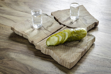 Vodka and pickled cucumber