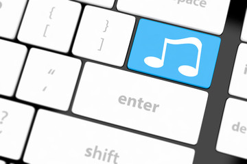 computer keyboard with icon music