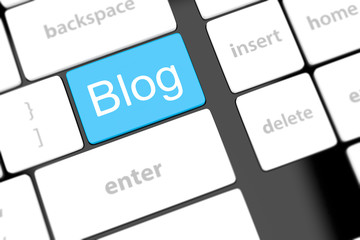Naklejka premium blog bloggar or inernet blogging concept with key