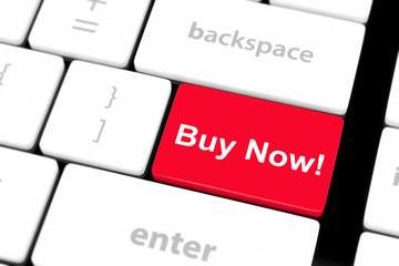 Fototapeta premium Buy now key on a white keyboard