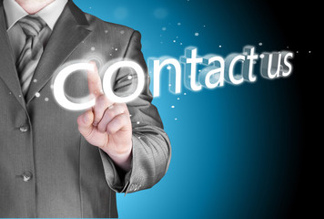 Businessman pushing CONTACT US sign