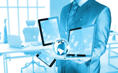 Technology in the hands of businessmen