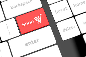 shopping enter button key on white keyboard