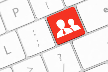 Social media concept on keyboard background