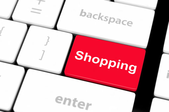shopping enter button key on white keyboard