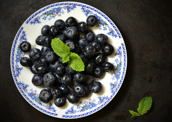 Blueberries on a plate.
